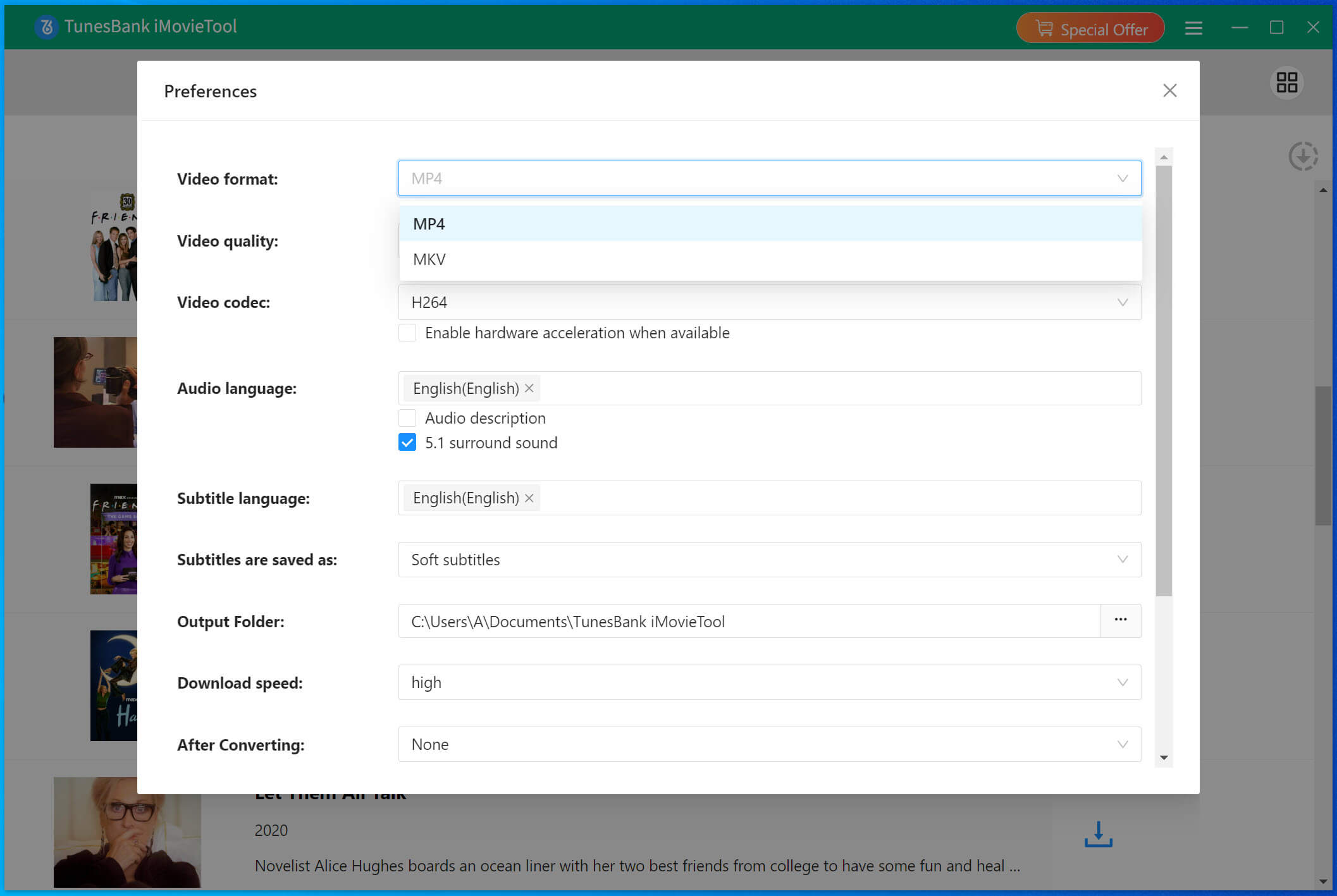 customize output settings