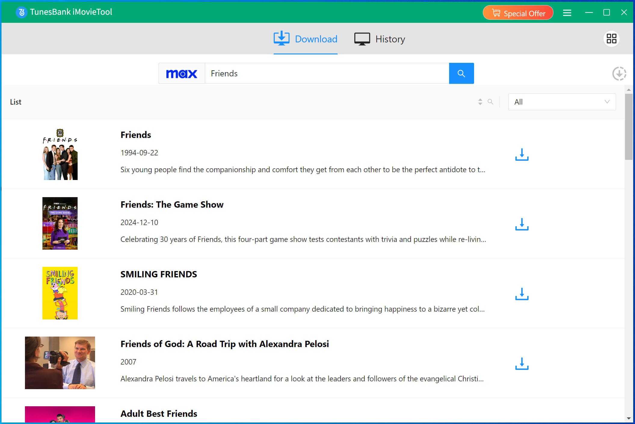 search for Friends TV series
