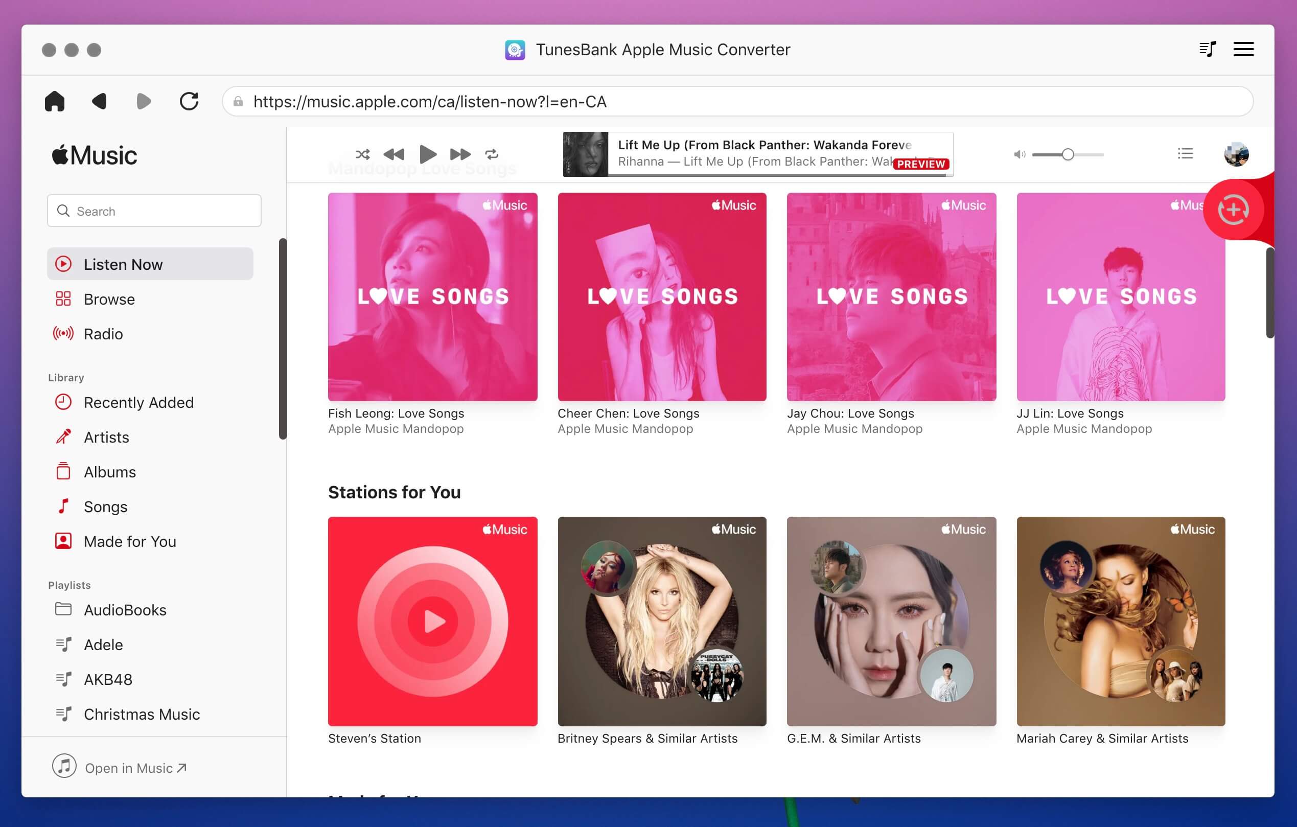 Apple Music webbspelare