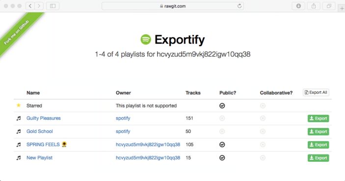 export a Spotify playlist free