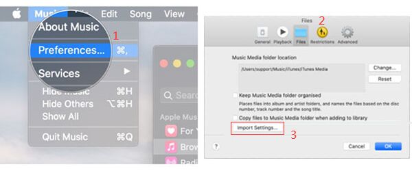 Import Settings on Music for Mac