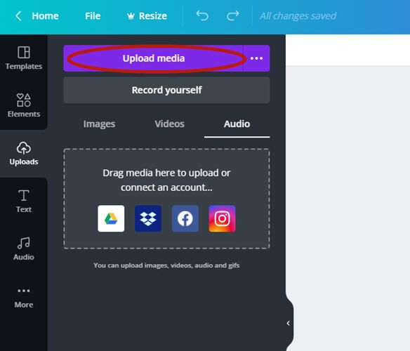 add spotify music to Canva on computer