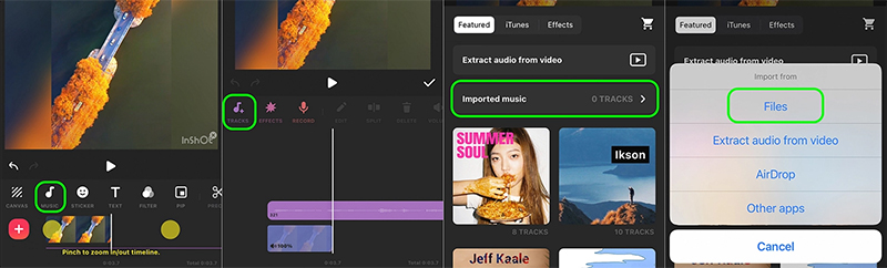 přidat spotify hudbu do videa InShot