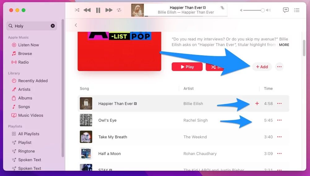 füge Lieder zu Apple Music auf dem Mac hinzu