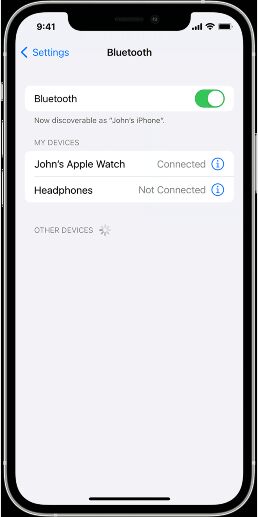 nyalakan Bluetooth di iPhone