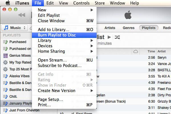 burn songs to cd with itunes