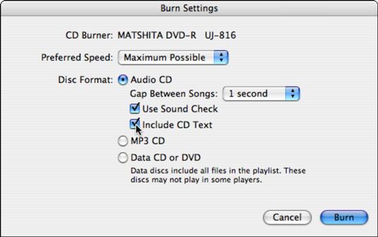 bakar senarai main ke cd melalui itunes