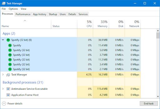 tutup apl desktop Spotify