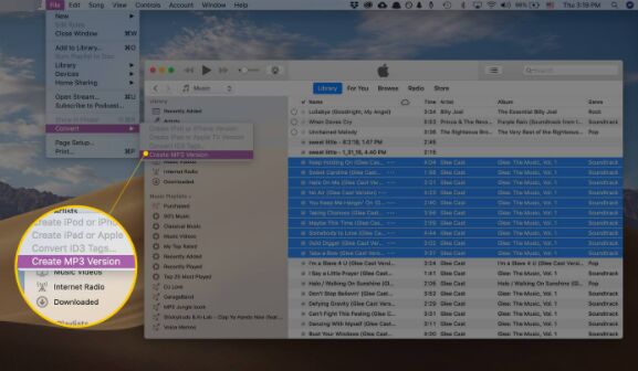 convert m4a to mp3 via music on mac