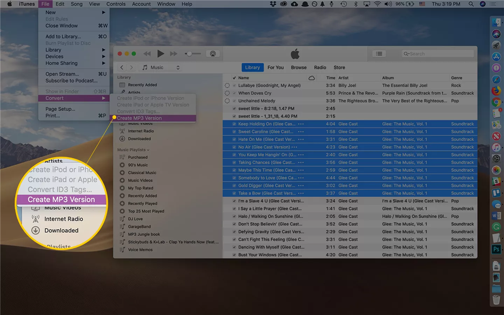 tukar m4p kepada mp3 di itunes