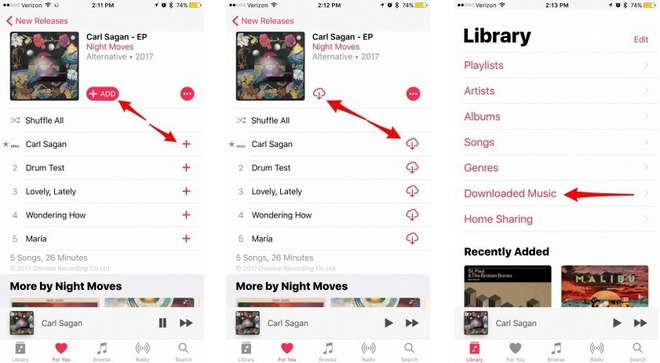 scarica la musica di Apple su iOS