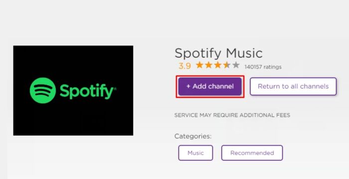 muat turun Spotify dari Roku Channel Store