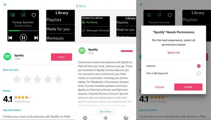 download Spotify app to Fitbit Versa
