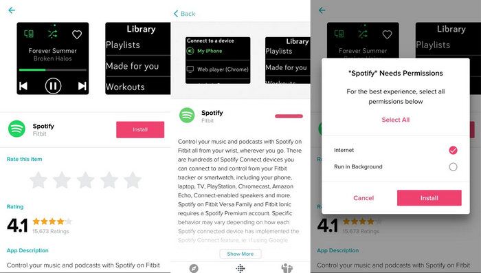 scarica l'app Spotify su Fitbit Versa