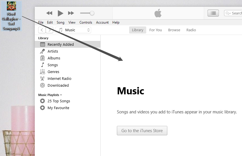 drag the mp3 file to itunes