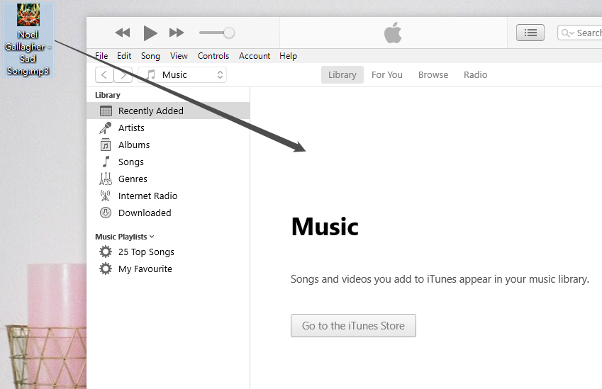 seret fail mp3 ke itunes