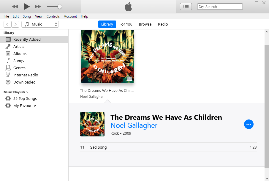 trascina il file mp3 su iTunes