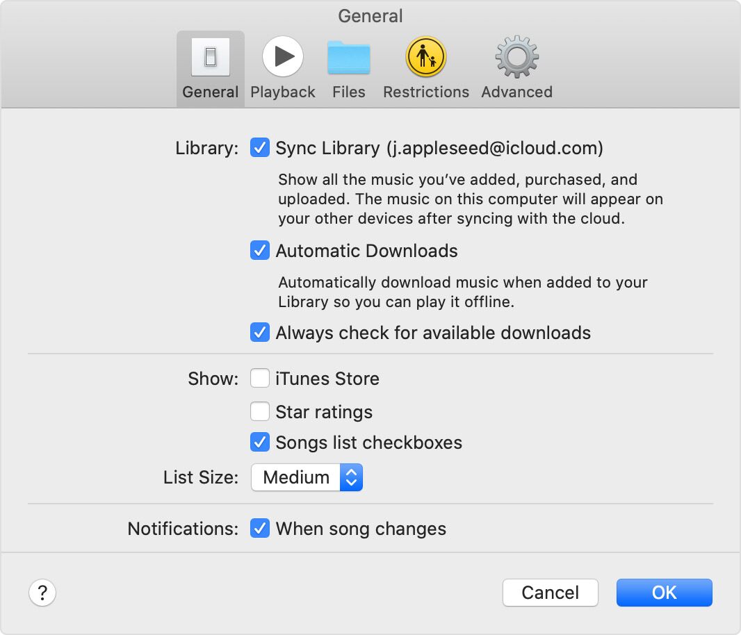 turn on icloud music library