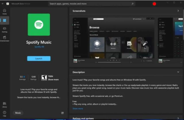 pasang spotify di Microsoft Store