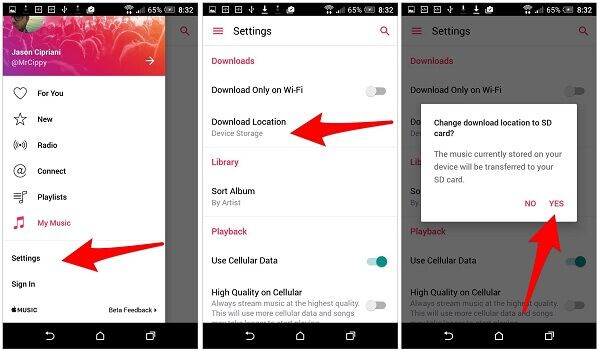move downloaded apple music to sd card on android