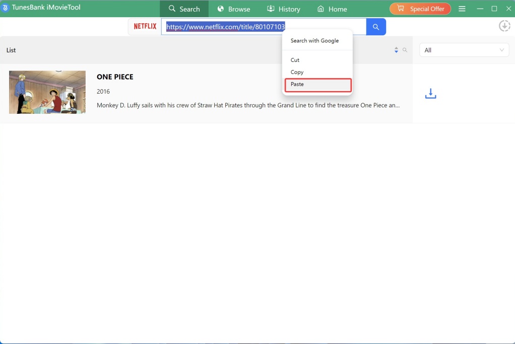 paste animation TV shows url