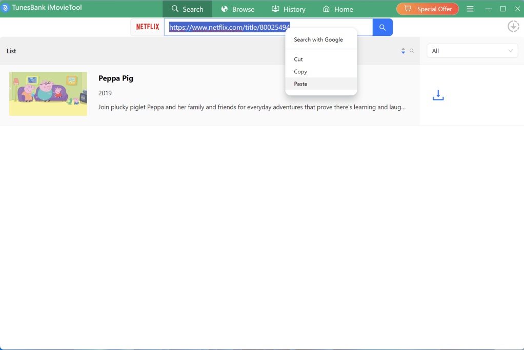 paste netflix kid movie url