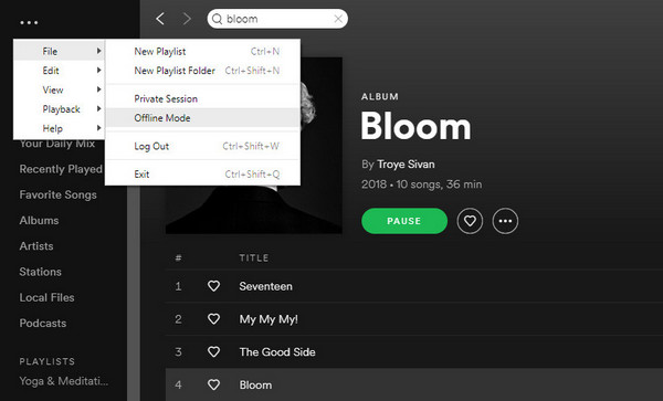 在 PC 上離線收聽 Spotify