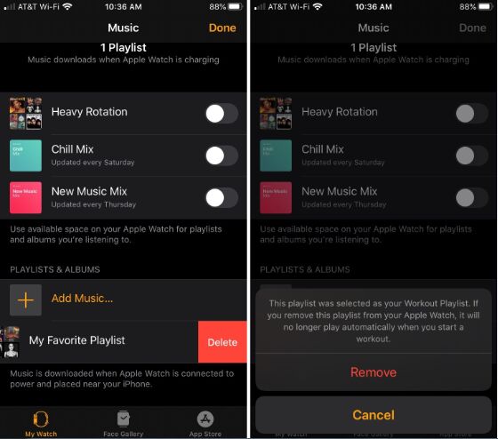 eliminar música del Apple Watch