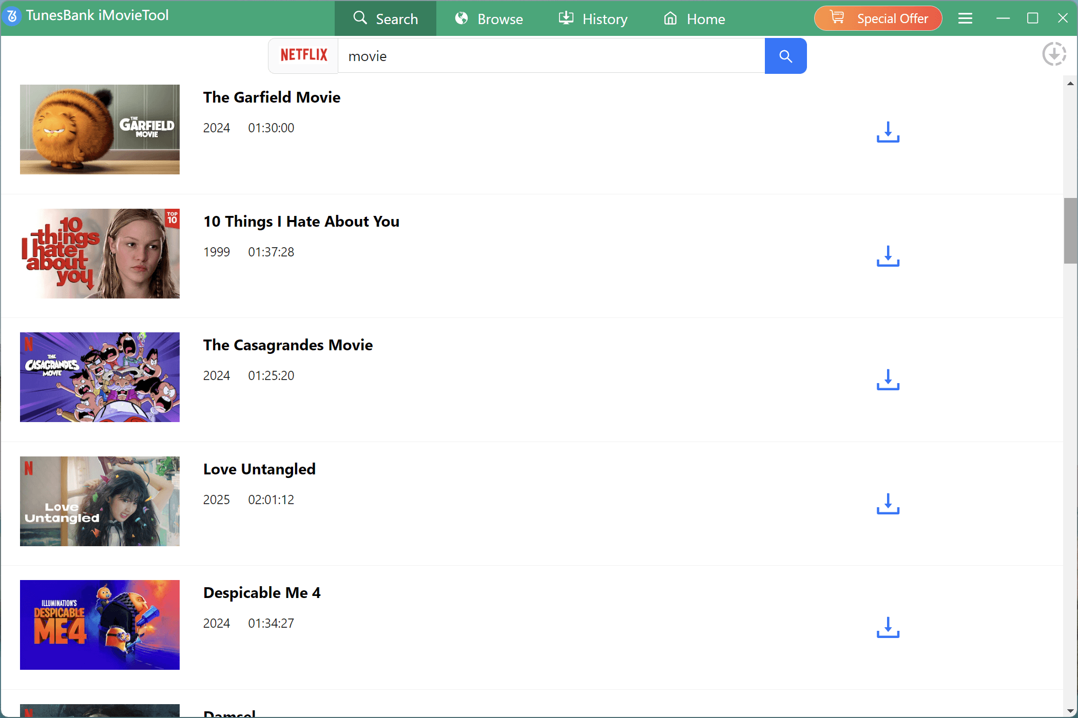 search netflix movie