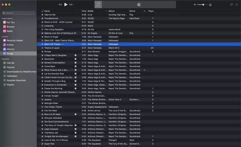 select songs in iTunes