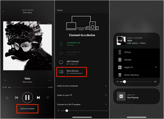 play spotify on Apple TV via spotify connect