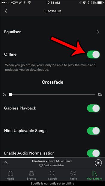 iPhoneでオフラインでSpotifyの音楽を聴く