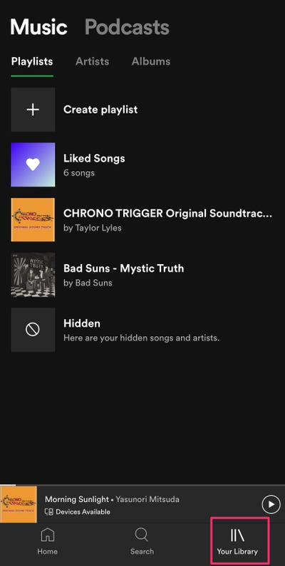 Spotify плейлист на Android