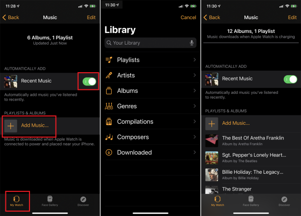 sposta la musica su Apple Watch