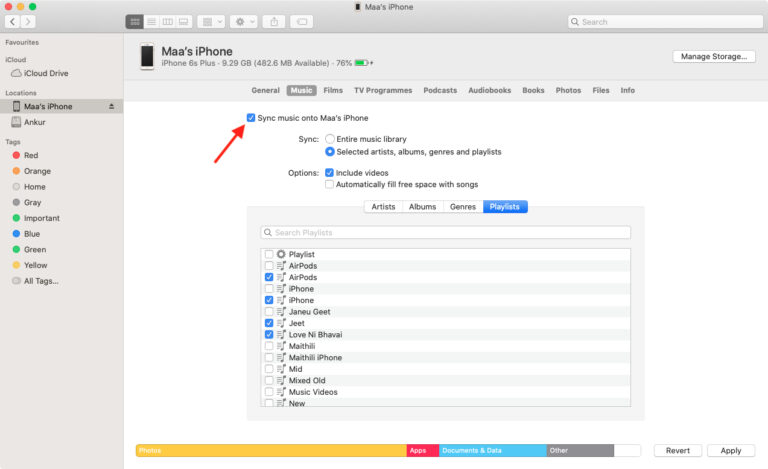 sync music to iphone via Finder on Mac
