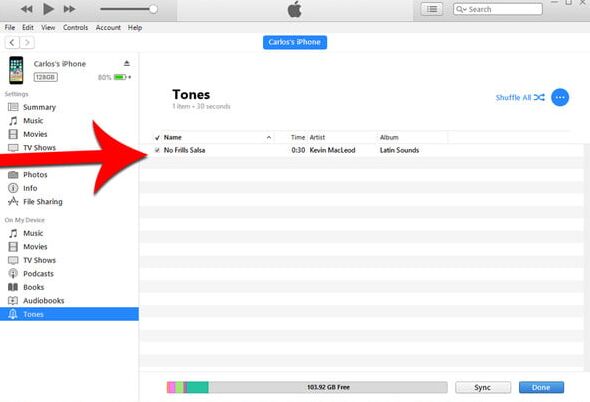 sync tones to iphone on itunes