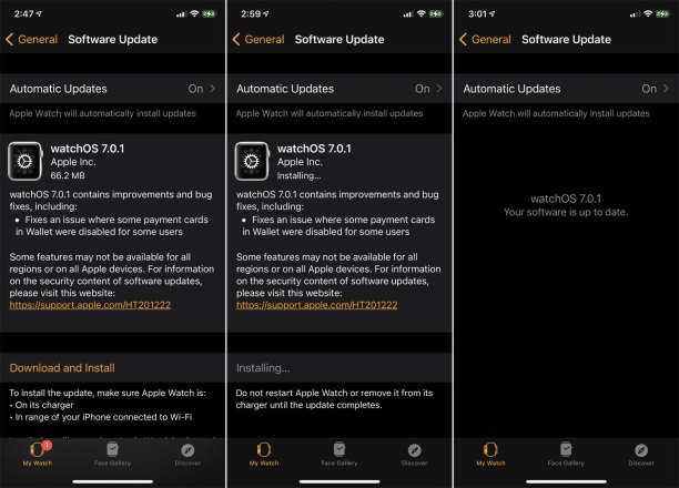 update watchOS op iPhone