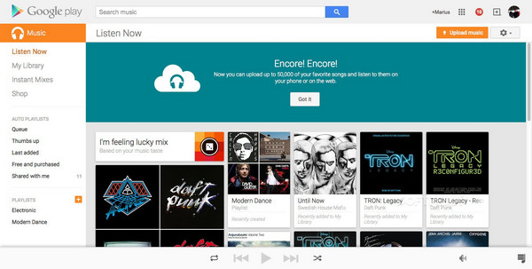 upload spotify music to google play music
