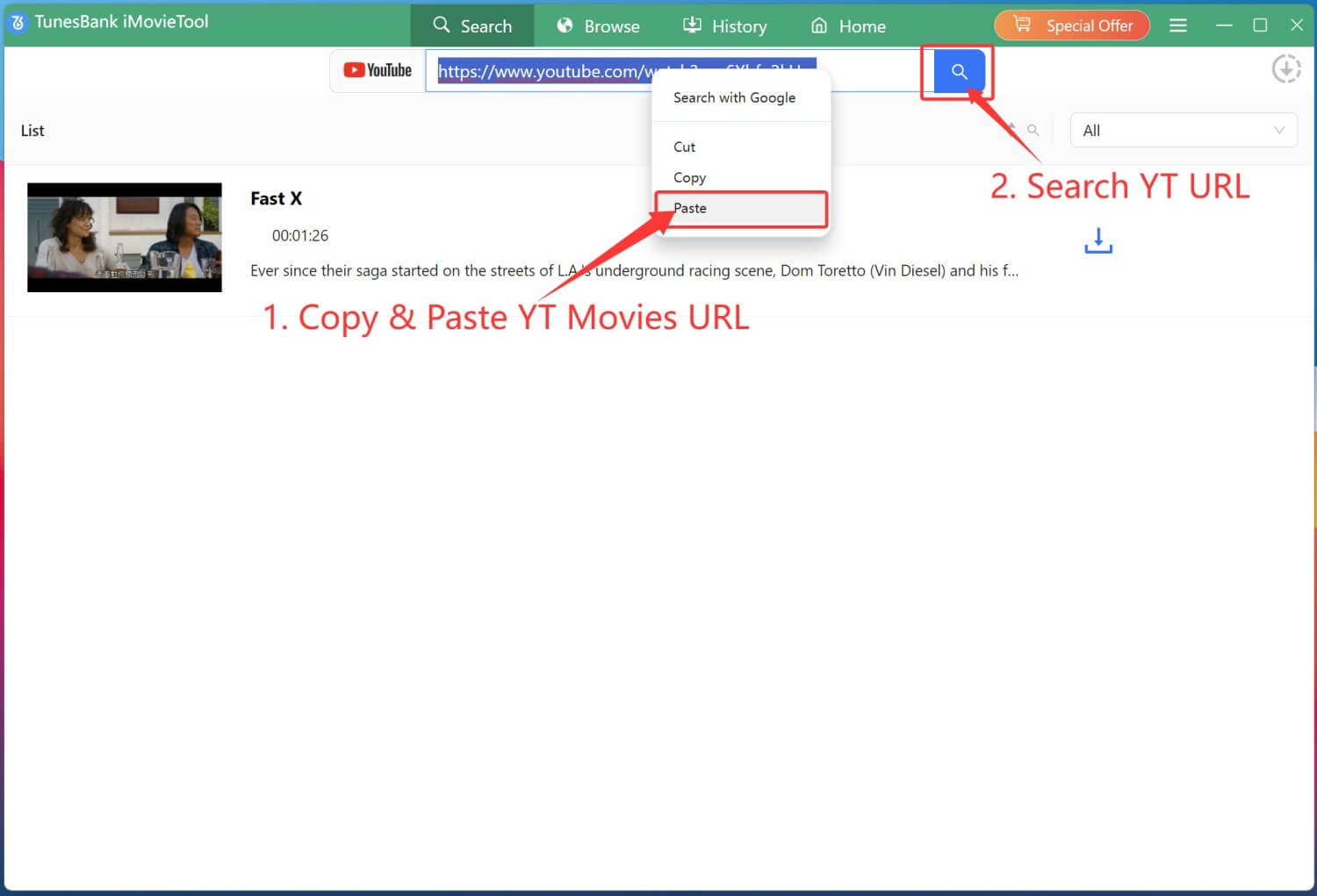 Copy & Paste YouTube URL