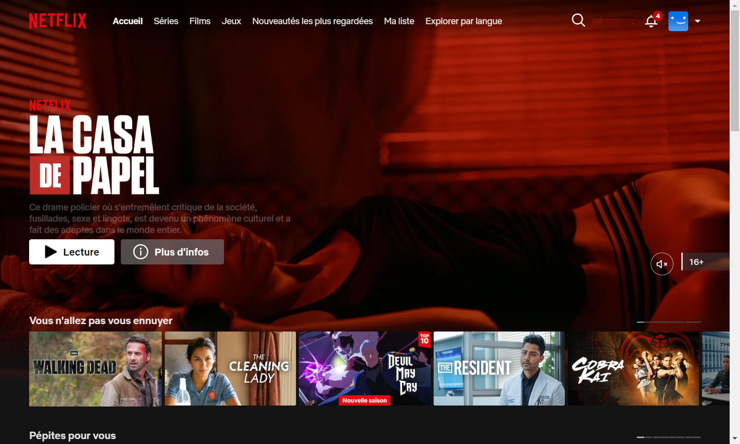Netflix home page