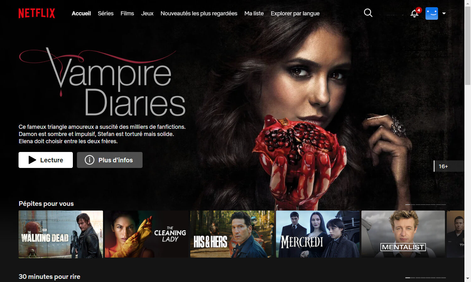 Netflix home page