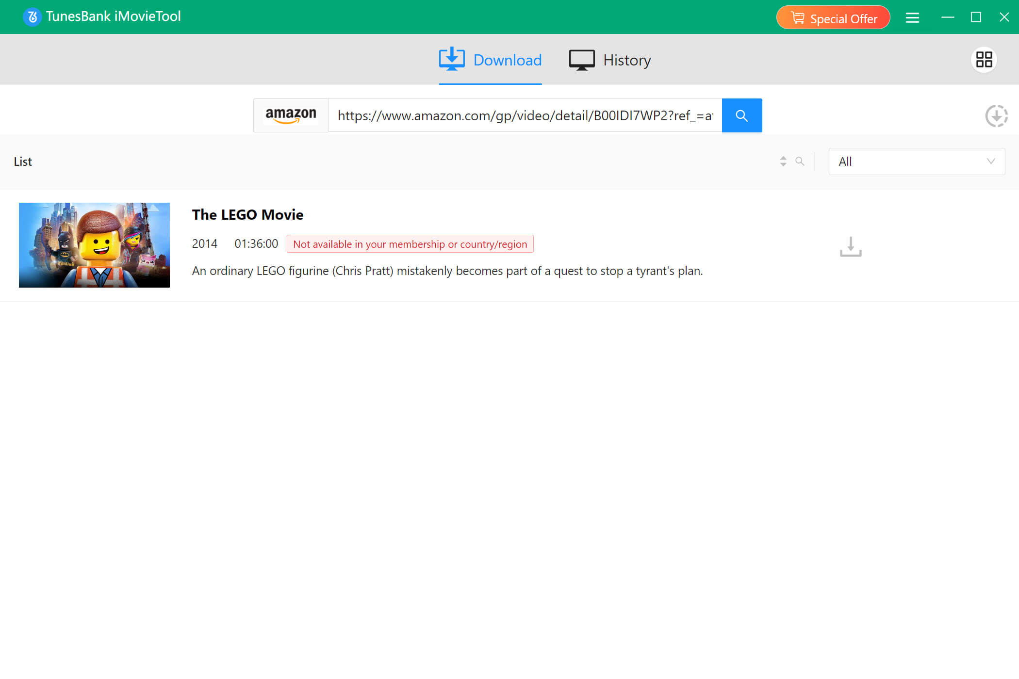 paste Amazon movie url