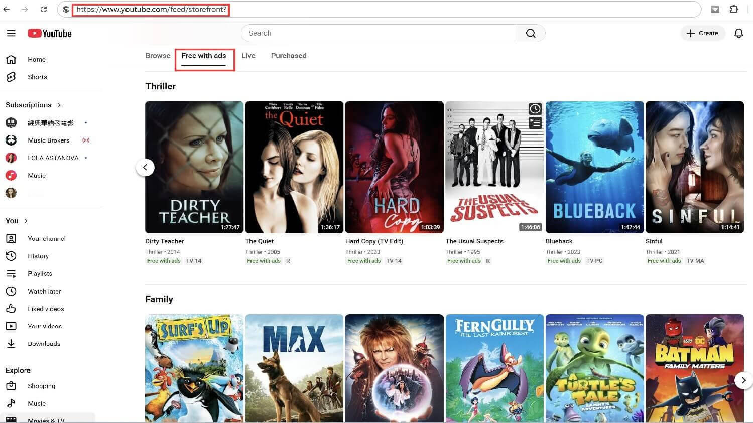 YouTube Free Movies