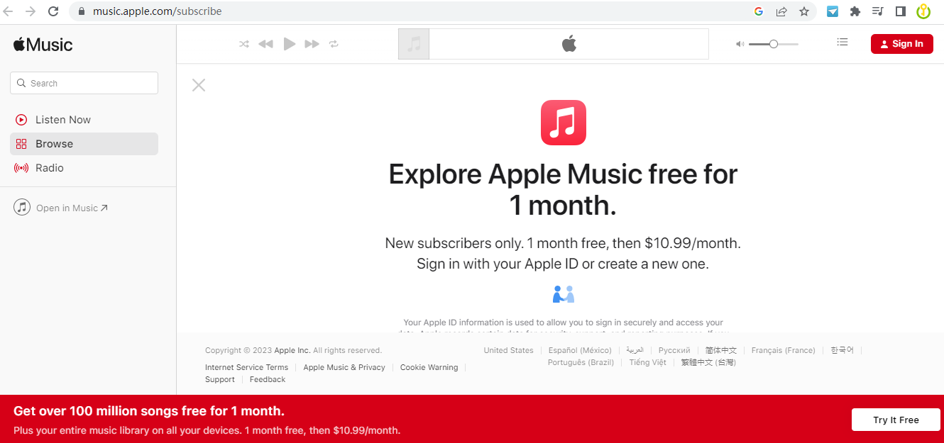 get apple music free