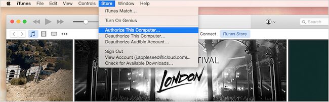 ủy quyền máy tính trong iTunes