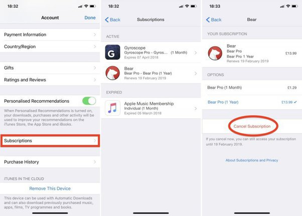 cancel apple music subscription on ios
