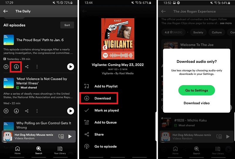 download spotify podcast phone