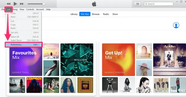 iTunes preference