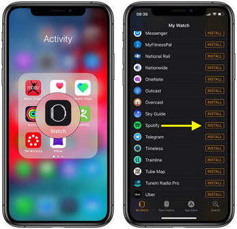 cài đặt spotify apple watch