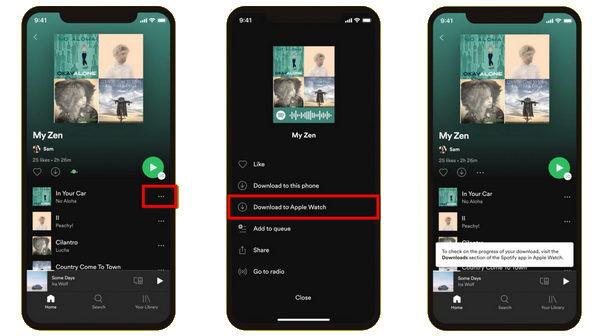 đồng hồ apple ngoại tuyến spotify